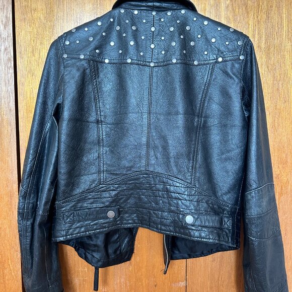 Zara TRF Leather Collection studded leather moto jacket. Size M EUR - Picture 3 of 9